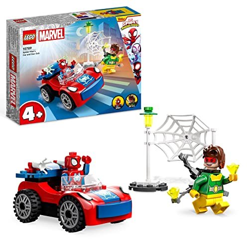 LEGO 10789 Marvel L’Auto di Spider-Man e Doc Ock, Idea Regalo di Natale, Giocattolo di Spidey e i Suoi Fantastici Amici, Giochi per Bambini dai 4 Anni con Mattoncini Fosforescenti