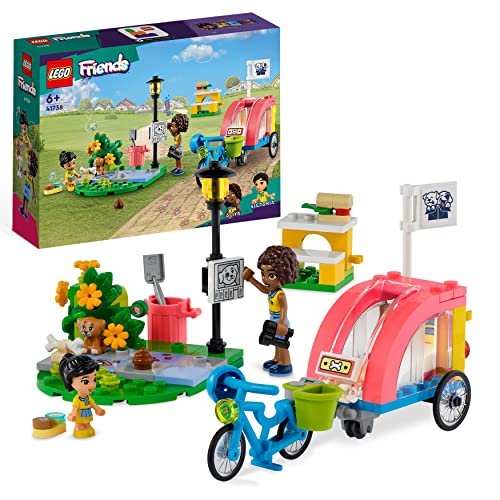 LEGO 41738 Friends Bici Di Soccorso Dei Cani, Giochi Per Bambini Per La Cura Degli Animali Domestici Con Animale Giocattolo E 2 Mini Bamboline, Personaggi Serie 2023