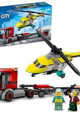 LEGO 60343 City Great Vehicles Trasportatore di Elicotteri di Salvataggio, Camion Giocattolo, Giochi per Bambini e Bambine dai 5 Anni, Idee Regalo