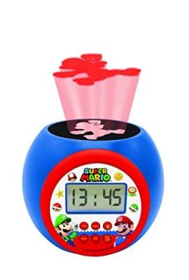 Lexibook - Nintendo Super Mario Sveglia con proiettore con snooze funzione, luce notturna con timer, schermo LCD, a batteria, RL977NI