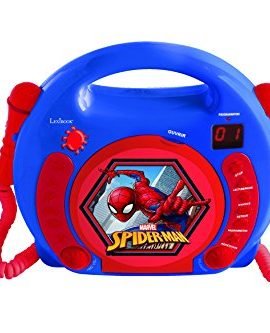 Lexibook- Spider-Man Spiderman Lettore CD con Microfono, Colore Rosso/Blu, RCDK100SP