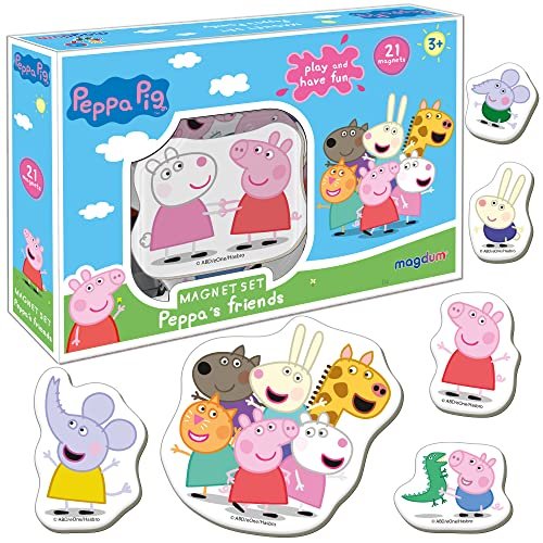 magdum Peppa Pig e Amici Magneti Bambini - 21 Grandi Calamite Frigorifero - Calamite Bambini - Giochi Bambini 3 Anni - Animali Giocattolo per Bambini- Calamite per Bambini - Giochi Magnetici