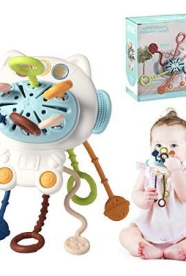 Oderra Bambini, Giochi Sensoriali Silicone Montessori da 18 Mesi, Giocattoli Tirare la Corda Educativo, 2 3 Anno/Compleanno/Regali Natale, Colore Blu