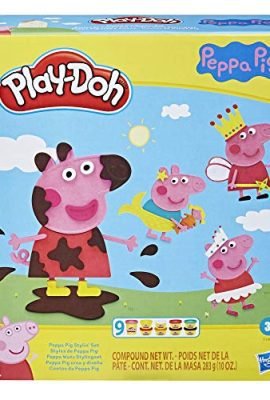Play-Doh Hasbro Stylin Set con 9 barattoli di Composto modellabile atossico, 11 Accessori, Giocattolo di Peppa Pig per Bambini dai 3 Anni No Color, F1497