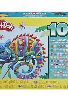 Play-Doh, Wow 100 Vasetti, Confezione assortita di Pasta modellabile con 100 vasetti Contiene rullo, coltello