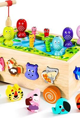 Seagoal Giochi Montessori 2 Anni Magnetici di Pesca in Legno | 6 in 1 Abilità Motorie Giochi Educativi | Montessori Giocattoli Compleanno Regalo per 2 3 4 Anni Bambini Ragazzi Ragazze