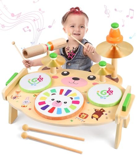 Subtail Tamburo per Bambini - Strumento Musicale in Legno - eZy toyZ  Negozio giocattoli on line