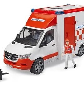 bruder 02676 - Ambulanza Mercedes Benz Sprinter modulo luci e suoni integrato, veicolo di emergenza, ambulanza