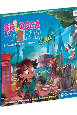 Clementoni - Sblocca la Porta Città, Gioco da Tavolo, Escape Room per Bambini 8+ Anni e Adulti, Ambientata a Roma, Londra e Parigi, 1-6 Giocatori, Made in Italy, Lingua Italiana, 16731