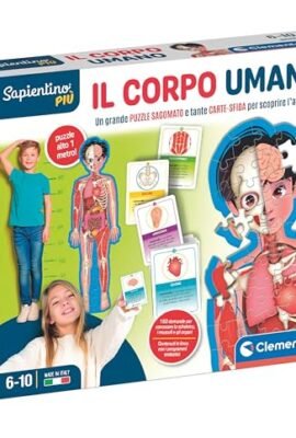 Clementoni Sapientino più - Il Corpo Umano, Gioco Educativo per Bambini 6-10 Anni, per Scoprire Anatomia e Scheletro, con Puzzle di 1m e Schede Educative, Made in Italy, Lingua Italiana, 16471