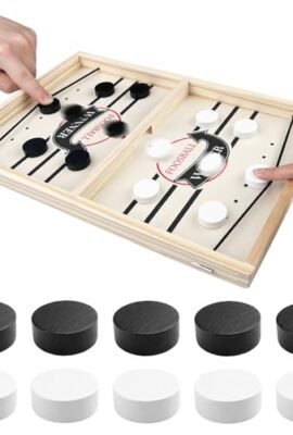 Crihovy Gioco da Tavolo, Doppio Combattimento Rapido Rimbalzo, Sling Puck Tabella Desktop Battaglia 2 in 1, Set di Scacchiere Portatile, Adatto per Attività Familiare (35 x 22 x 2.3cm)