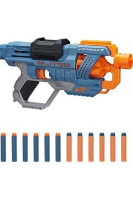 Hasbro ‎E9485F02 Nerf Elite 2.0 Commander, Blaster Con Tamburo Rotante E 12 Dardi Inclusi, Multi, Taglia Unica