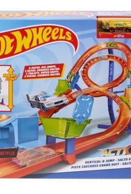 Hot Wheels - Salto Verticale con Loop Infinito, pista per gare e acrobazie, include 1 macchinina e si collega ad altre piste Hot Wheels, giocattolo per bambini, 5+ anni, blu, HMB15