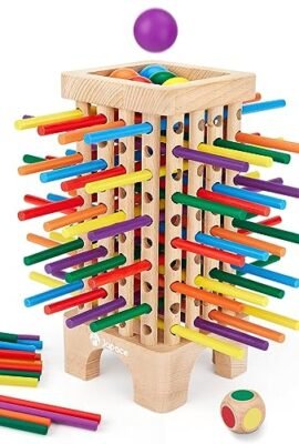 Japace Giochi Montessori per Bambini, Gioco di Società in Legno, Giocattoli Educativi 3 4 5 6 Anni Gioco di Dadi, Giocattoli di Abilità Motorie e Giocattolo di Conteggio Giochi da Famiglie e Viaggio
