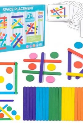 Jastown Rainbow stick puzzle game,puzzle bambini 3 4 5 6 anni,tangram legno giochi educativi 4 5 6 anni,Forma Colore macthing gioco, Giocattoli educativi Montessori Regali per ragazzi e ragazze