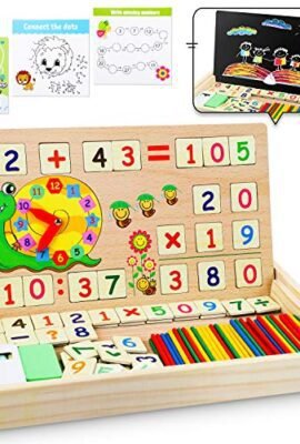 lenbest Giochi Montessori per la Matematica - Giochi Matematici con Conteggio - Giochi Bambini in Legno - Giochi Educativi Giochi Gioco Giocattoli Regalo Bambini Bambina 4 5 6 Anni Femmina Maschio