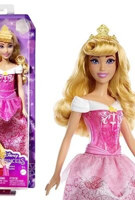 Mattel Disney Princess, Aurora bambola con capi e accessori scintillanti ispirati al film, Giocattolo per Bambini 3+ Anni, HLW09