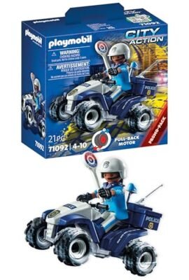 PLAYMOBIL City Action 71092 Police Quad with Pullback Motor, Toy for Children Ages 4+