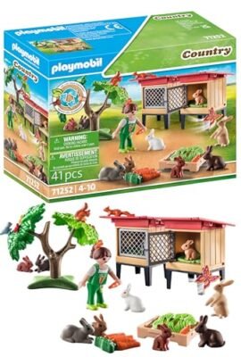 PLAYMOBIL Country 71252 Recinto dei Conigli, Animali per la Fattoria Biologica, Giocattoli sostenibili per Bambini dai 4 Anni in su