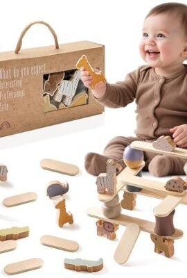 Teverellsax Gioco Montessori in Legno 2 3 4 5 Anni, Animali Impilabili Equilibrio, Giochi Educativi Bambini 2-5 Anni, Regalo Bambino Bambina 2 3 4 5 6 Anno, Giocattoli Montessori 2 3 4 5 Anni