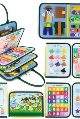 BONNYCO Montessori Busy Board Feltro Valigetta Giochi Montessori Didattici, Pannello Sensoriale Bambini Board | Giochi Bambini 1 2 3 4 5 6 Anni, Regalo Bambino Bambina Bimbo Book Compleanno Natale