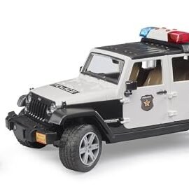 bruder 02526 - Jeep Wrangler Unlimited Rubicon veicolo della polizia con agenti ed equipaggiamento della polizia, modulo luci e suoni