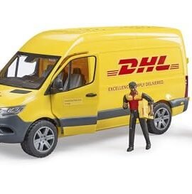 bruder 02671 - MB Sprinter DHL con autista incluso box pallet con pacchi di spedizione, veicolo, trasportatore