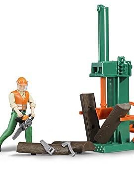 bruder 62650 - set forestale bworld, figura giocattolo, spaccalegna, operaio forestale, guardia forestale