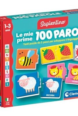 Clementoni - Sapientino Montessori Le Mie Prime 100 Parole, Gioco Educativo Bambini 1-3 Anni con 54 Puzzle a Incastro per Imparare Nuovi Vocaboli, Made in Italy, Lingua Italiana, 16851