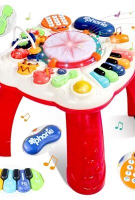 Giochi Bambini 1 Anno - Tavolo Multiattivita Bambini Giochi Montessori 1 Anno con Suoni e Luci Tavolo Interattivo Bambini 1 2 Anno Giocattoli Strumenti Musicali Bambino Regalo Bimba Bimbo 1 2 3 Anno