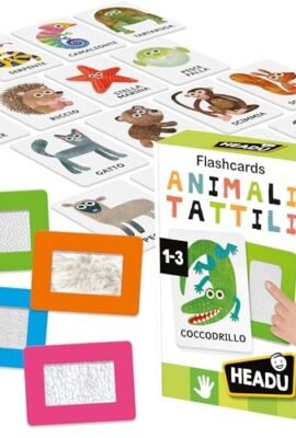 HEADU - Flashcards Animali Tattili Montessori, Tocca e Riconosci il Manto Degli Animali, Un Gioco Educativo per Bambini dai 1 ai 3 anni, Made in Italy