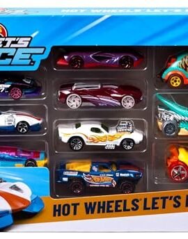 Hot Wheels Let's Race - Set da 10 Veicoli, macchinine assortite in Scala 1:64 dalla Serie Animata Netflix, per Giocare e da esporre, Giocattolo per Bambini, 3+ Anni, JGN40, Arancione