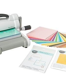 Kit iniziale Sizzix Big Shot per fustellatura e goffratura manuale (15,2 cm), per realizzare biglietti, lavori con la carta, scrapbooking, stencil e altro, bianco/grigio, taglia unica