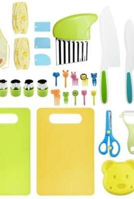 Lixiluxia Coltelli di Sicurezza per Bambini, Set di Coltello da Cucina per Bambini, Utensili da Cucina Montessori Incluso Pelapatate e Tagliere, per Tagliare e Cuocere Frutta o Verdura per Piccoli