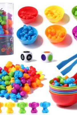 Oderra Giochi, Montessori Educativo, conteggio Combinazione, Dadi e Clip per Imparare a Contare i Colori Abilità Motorie Fine (Koala), [Multipla], Gioco Bambino 2 Anni