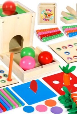 Purpledi Giochi Legno Bambini, 6 in 1 Giochi Montessori Cubo Multiattivita Legno Gioco per 1 2 3 Anni Ragazzi Ragazze, Interattivo Giocattoli Educativi per Bambini Come Regalo di Natale Compleanno