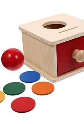 Toyvian Giocattoli in Legno Montessori 2 in 1 Oggetto Scatola A Goccia Permanenza Palla, con Cassetto, per Neonati Bambini Piccoli