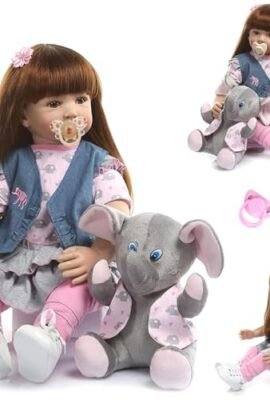ZIYIUI Bambole Reborn Originali 24 Pollici 60 Centimetri Realistico in Silicone Morbido Femmine che Sembrano Vere Neonate con Capelli Lungh Toddler