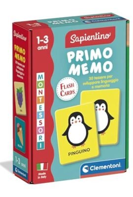 Clementoni Sapientino Baby Montessori - Carte Primo Memo, Gioco di Memoria Educativo Bambini 1-3 Anni, Carte Tattili per Sviluppare Linguaggio e Osservazione, Made in Italy, Lingua Italiana, 16830