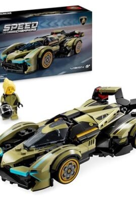 LEGO Speed Champions Super Car Lamborghini Lambo V12 Vision GT, Macchina Giocattolo per Bambini da 10 Anni, Modellino di Auto da Costruire con Minifigure del Pilota, Idea Regalo da Collezione 76923