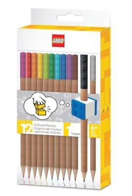 LEGO IQ Matite Colorate per Bambini - Cancelleria Scolastica per Scrittura Creativa e Disegno, Set di 12 Pastelli Colori con Cappuccio (Pacchetto da 12 colori)