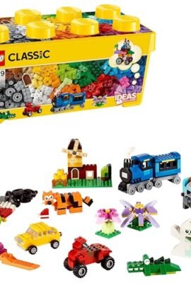 LEGO Classic Scatola Mattoncini Creativi Media, Set per Costruire Fiori, Macchina, Treno, Aereo e Animali Giocattolo per Bambini e Bambine da 4 Anni in su, Contenitore Idee Creative, Idea Regalo 10696