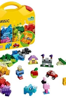 LEGO Classic Valigetta Creativa, Contenitore Mattoncini Colorati con Macchina Giocattolo, Nave, Casa, Castello e Animali da Costruire, Giochi per l'Apprendimento per Bambini e Bambine da 4 Anni 10713