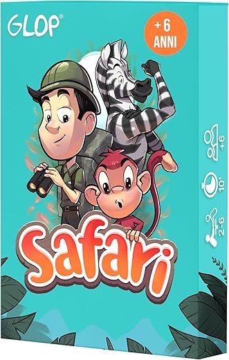 Glop Safari - Giochi da tavolo bambini e famiglie 6, 7, 8, 9... anni, partite veloci e divertenti, 2-6 giocatori, scatola compatta da viaggio, Gioco di carte, regalo