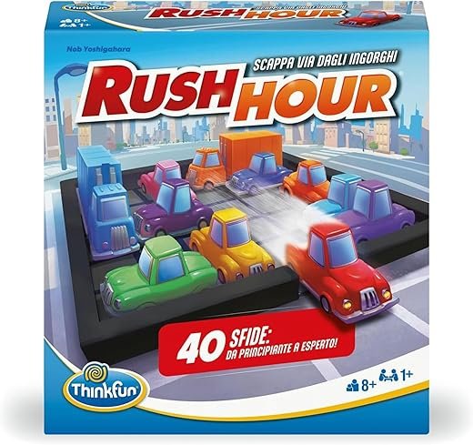 ThinkFun - Rush Hour Gioco | Giochi Da Tavolo per Bambini 40 Sfide | Bambino e Bambina 8 Anni Idee Regalo | Giochi Bambini 8 Anni | Rush Hour Versione Italiana
