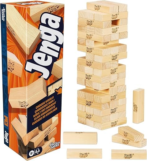 Hasbro Gaming, Jenga con Dado Digitale, Gioco di Impilamento per Famiglia e Amici, Idea Regalo, per Bambini e Bambine dai 6 Anni in Su, Contiene 54 Mattoncini in Legno, per 1 o Pi&ugrave; Giocatori
