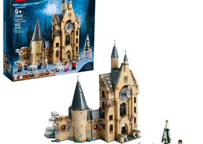 LEGO Harry Potter Hogwarts Clock Tower 75948 pack and assembled set.