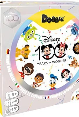 Asmodee – Dobble Disney Anniversary: 100 Years of Wonder – Fun Family Board Game Featuring Disney Characters, for 2–8 Players, Ages 6+, Italian Edition