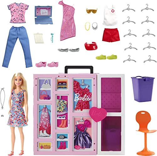 Barbie- Armadio dei Sogni Playset con bambola bionda, largo più di 60cm, 30+outfit e accessori, Giocattolo per Bambini 3+Anni,HGX57