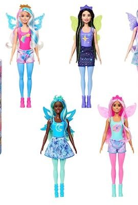 Barbie - Color Reveal Rainbow Galaxy Series, doll with 6 surprises to discover, featuring celestial glitter and a color-changing effect, toy for children aged 3+, HJX61